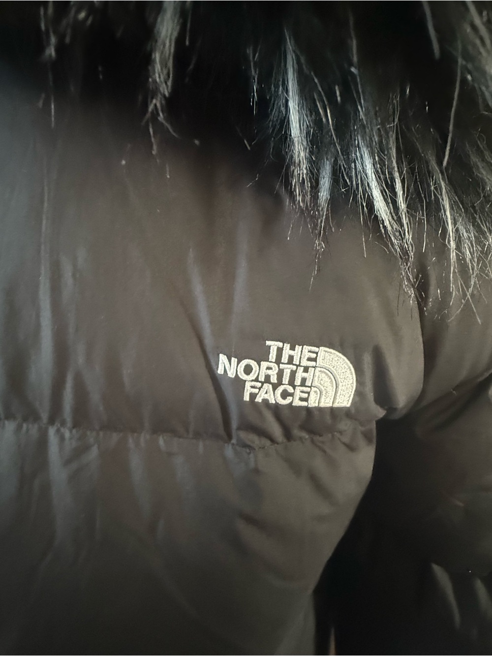 The North Face Black Down Puffer Faux Fur Hood Jacket M - Picture 11 of 13